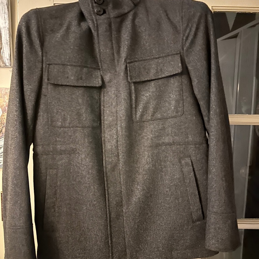 Men’s Charcoal Gray Overcoat (Car coat length)